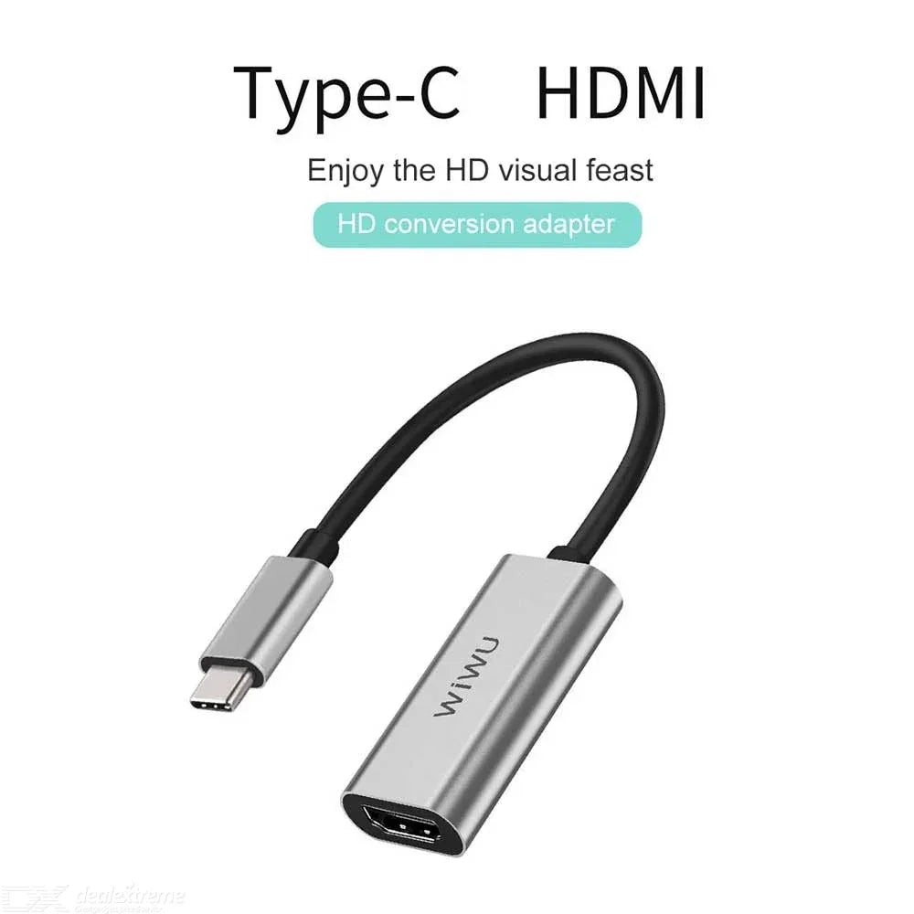 Wiwu Alpha Type-C To HDMI Hub - Gray - Tashqila Wiwu Alpha Type-C To HDMI Hub - Gray - Tashqila